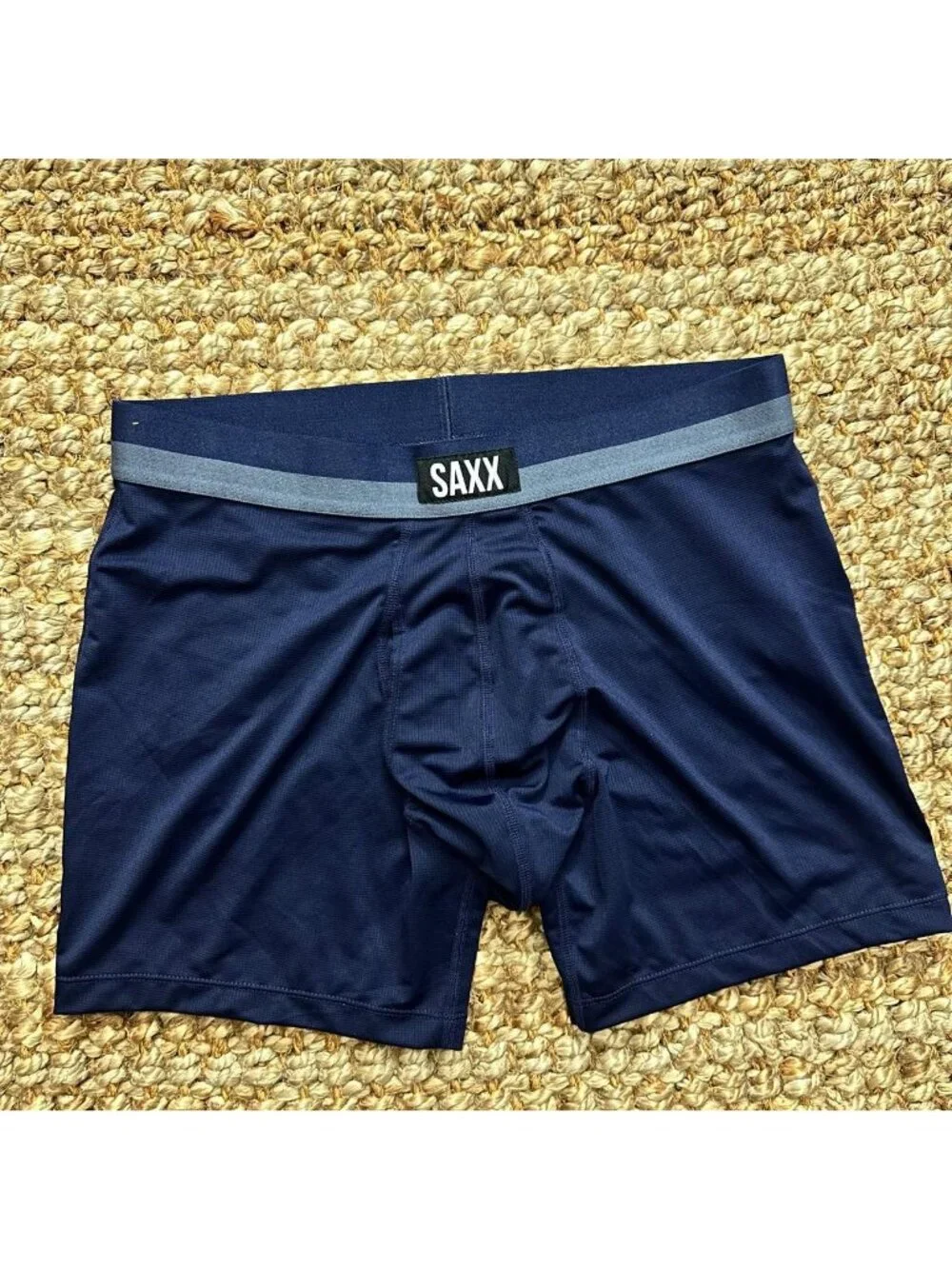 Saxx Navy Ballpark Pouch Blue Boxer Brief Compression Shorts Medium
